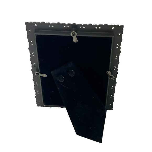 Lot of 3 Small Dark Silvertone Ornate Picture Frames Tabletop Stand - Picture 5 of 12